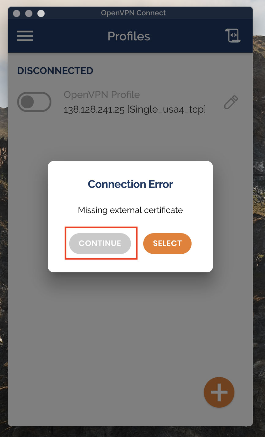OpenVPN Connect install