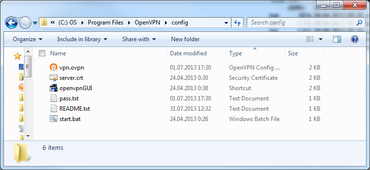 folder for OpenVPN config